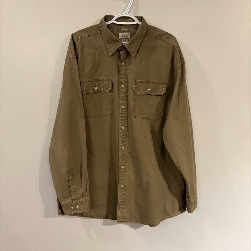 Vintage L.L.Bean sunwashed canvas men’s shirt 100% cotton button up long sleeve